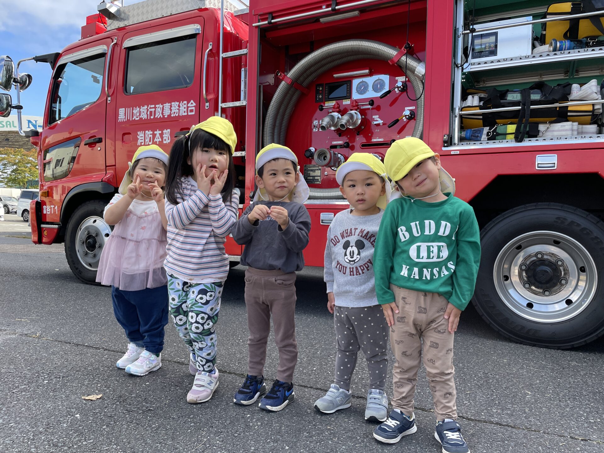 避難訓練・消防車見学🚒☆
